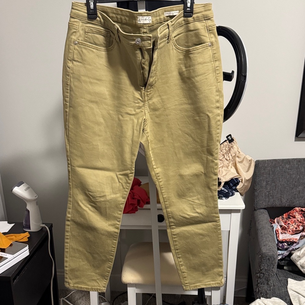 Wonderly Tan High-Rise Skinny Ankle Pants